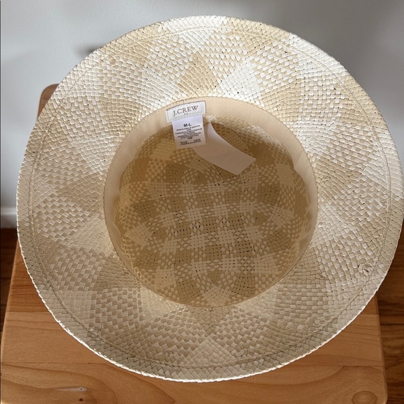 NWT J.Crew Factory Ivory & Beige Gingham Checkered Bucket Hat Size Med / Large - Picture 6 of 17